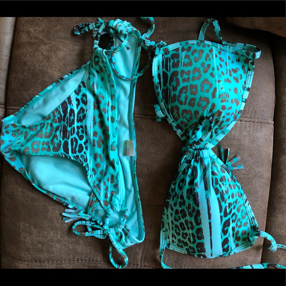 Teal & Leopard Print Bikini